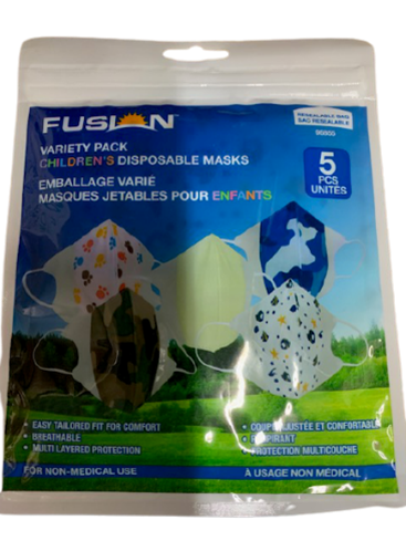 Masque pour enfant imprimé paquet de 5