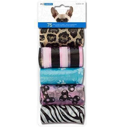 5 ROULEAUX DE SACS À DÉCHETS POUR CHIEN (75 UN) (RW)