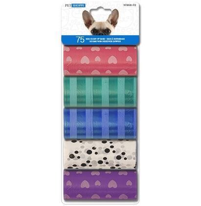 5 ROULEAUX DE SACS À DÉCHETS POUR CHIEN (75 UN) (RW)