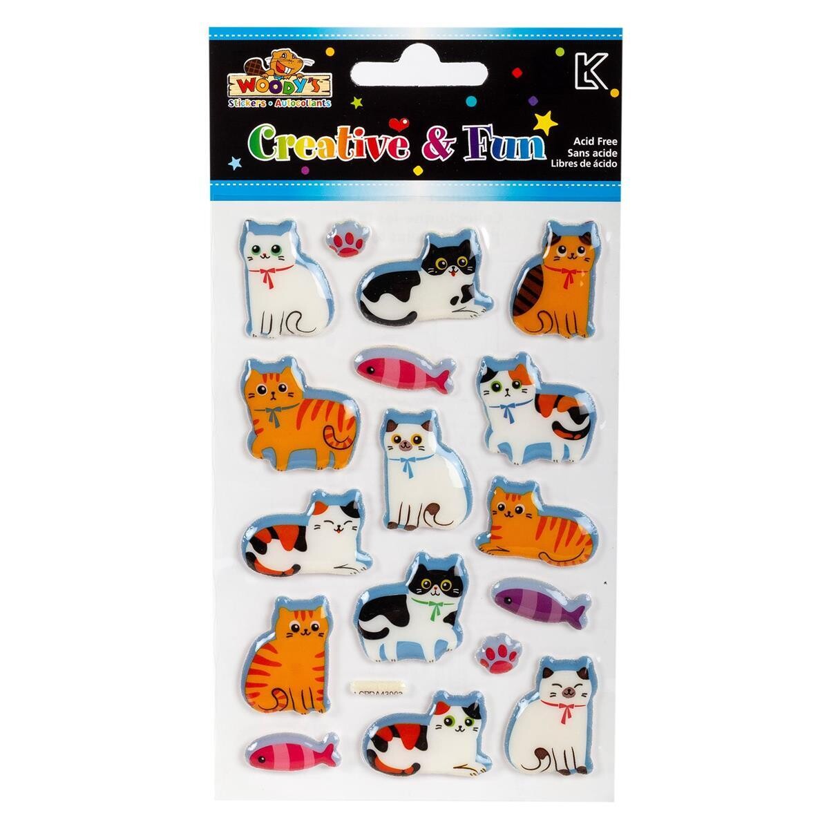 AUTOCOLLANT 4 X 6 CHAT ET POISSONS(P)