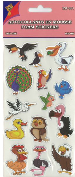 AUTOCOLLANTS EN MOUSSE OISEAU