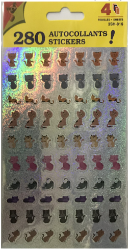416 AUTOCOLLANTS MÉTALLIQUE CHAT(P)