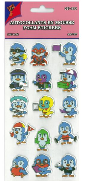 AUTOCOLLANTS EN MOUSSE OISEAU