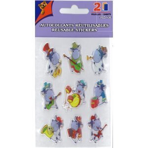 AUTOCOLLANTS REUTILISABLES 2 FEUILLES HIPPO(P)