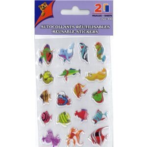 AUTOCOLLANTS REUTILISABLES 2 FEUILLES POISSONS(P)