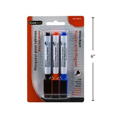 Crayons effacables (3) magnetiques avec efface (H3-4)
