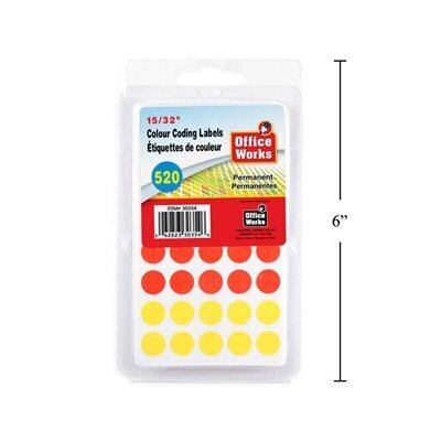 Etiquettes 520pcs 15/32 diam coul (H3-7)
