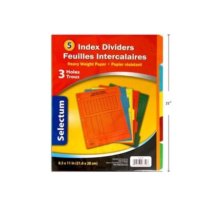 Diviseurs 8.5&quot;x11&quot;  Carton (5)  (H5-7)