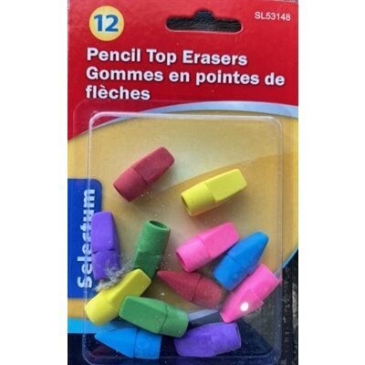 Effaces bout de crayon (12/pqt) (H3-3)