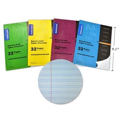 Cahier exercice 32 pgs, interligné - couleurs assorties (J4-5)