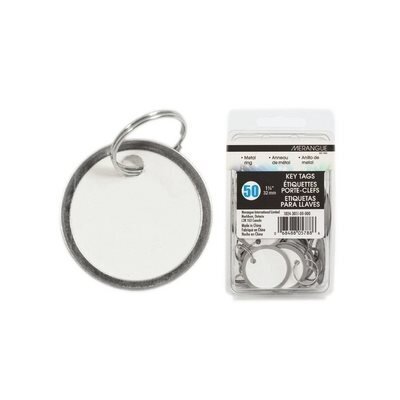 Etiquette porte clefs 1 1/4 metal rond (50) (H4-3)