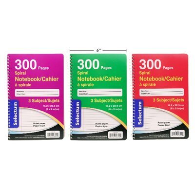 Cahier exercice 6x9&quot; 3 sujets  300 pages (K1-5)