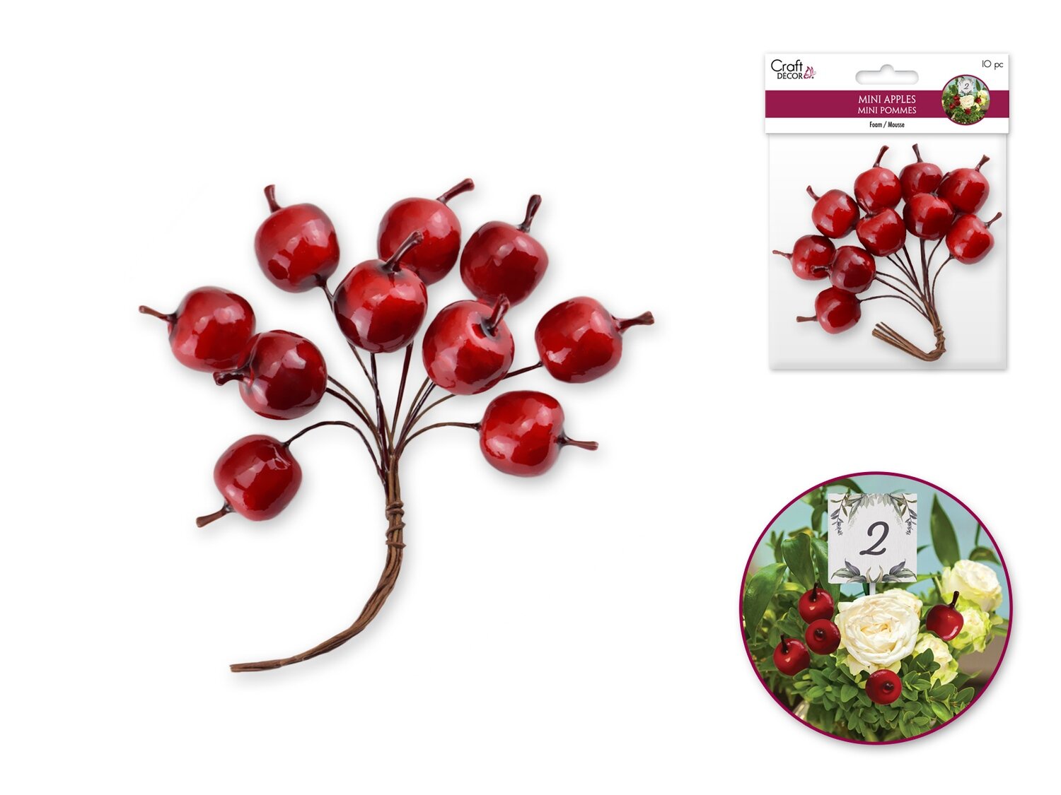 Déco 2cm Mini pommes (10)  gloss (RW)