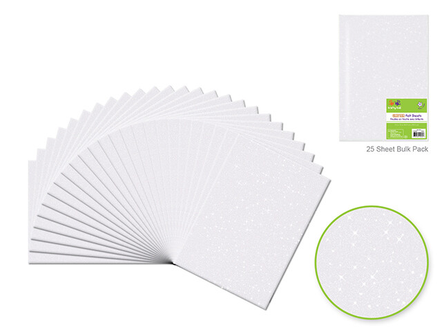 Feutrine avec glitters 9x12  blanche (PQT 25) (RW)