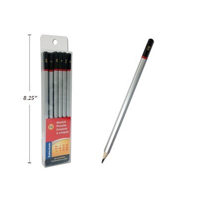Crayons a dessin (12)Grades 4H F 2B 5B 2H HB 3B 6B H B 4B 8B (J2-4)