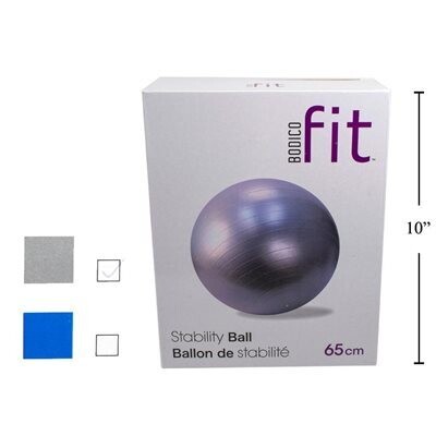 Ballon d&#39;exercice 65cm 990g PVC 2 couleurs ast. (K2)