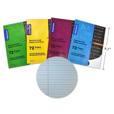 Cahier exercices 72 pgs interlignes - couleur assorties (J4-10)