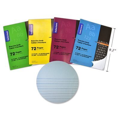 Cahier exercices 72 pgs 1/2 uni, interlignes - couleurs asso (J4-9)