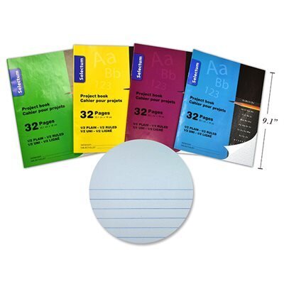 Cahier projet 32 pgs 1/2 uni, 1/2 ligné (J4-4)