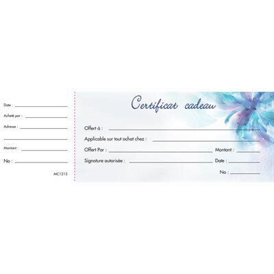 Certificat cadeau Floral (Livret de 10) (K1-1)