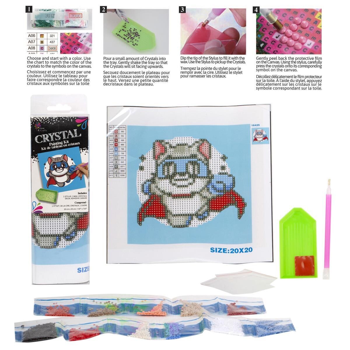 Ensemble Diamond painting pour enfant chat 20x20 (A11-7)