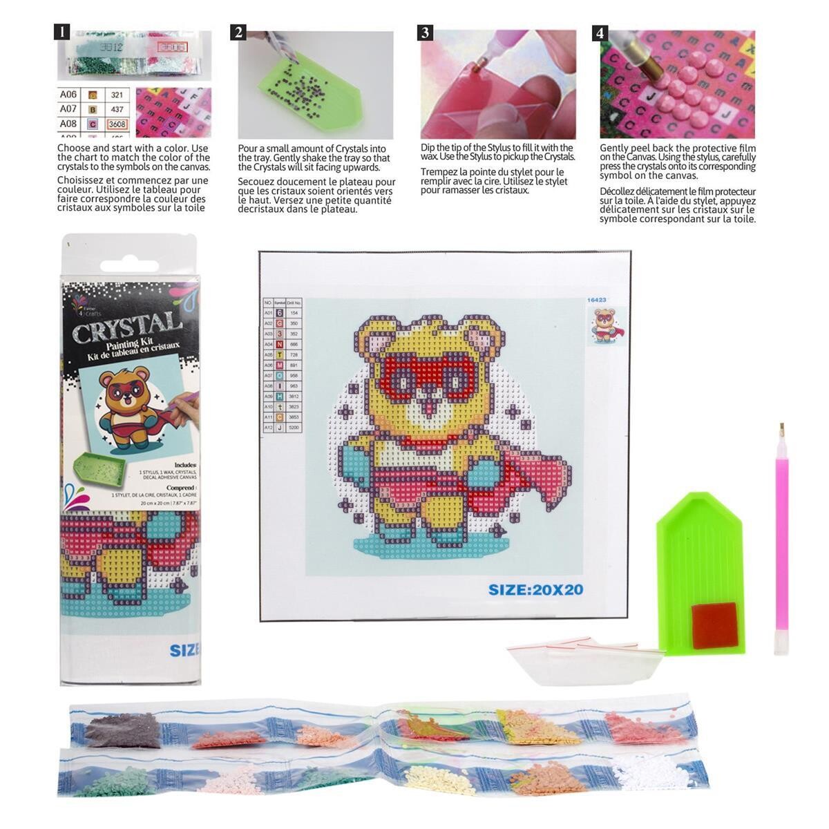 Ensemble diamond Painting pour enfant ours 20x20 (A11-7)