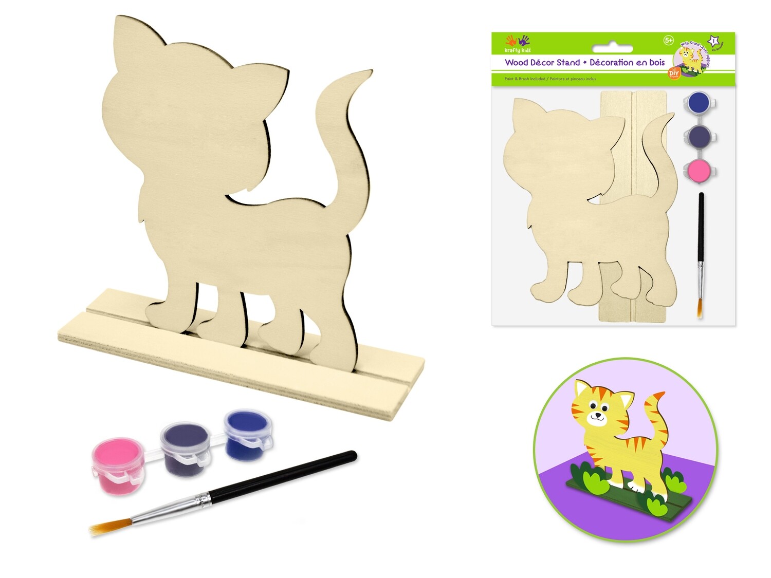Ensemble peinture sur bois Chat 7x6 (RW)