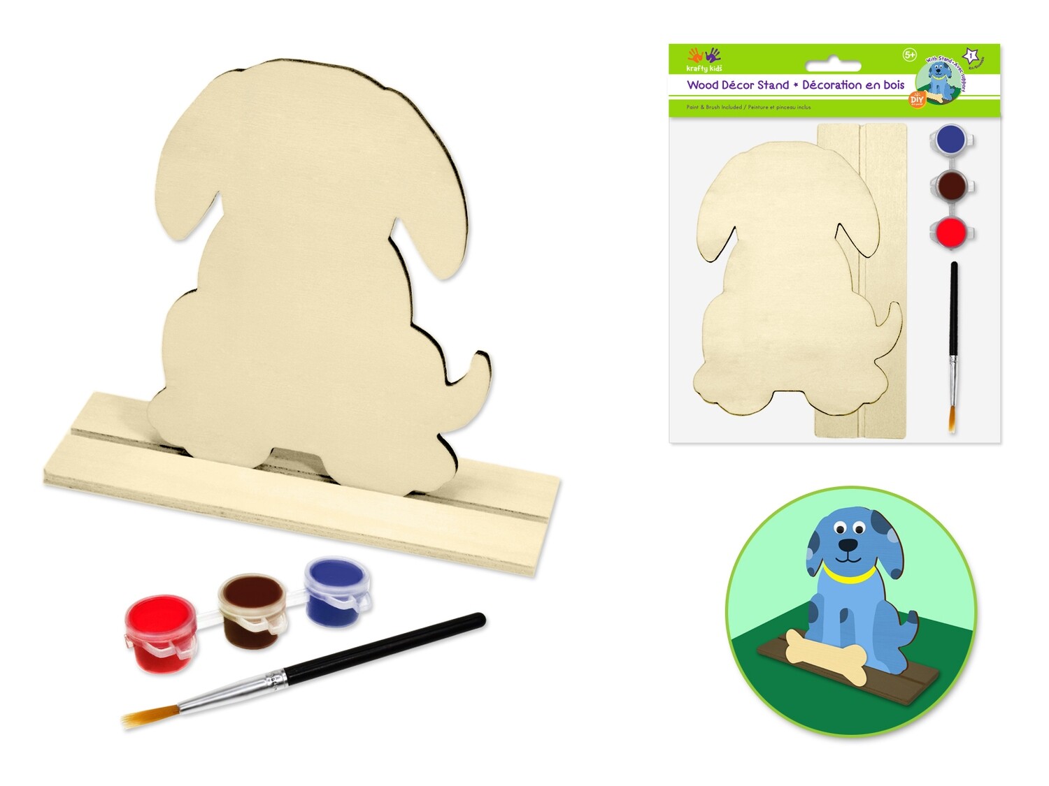 Ensemble peinture sur bois Chien 7x6 (RW)