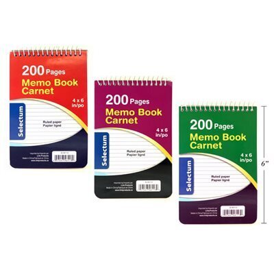 Carnet notes 4x6&quot; 200 p. ligné spirale haut * (K1-6)