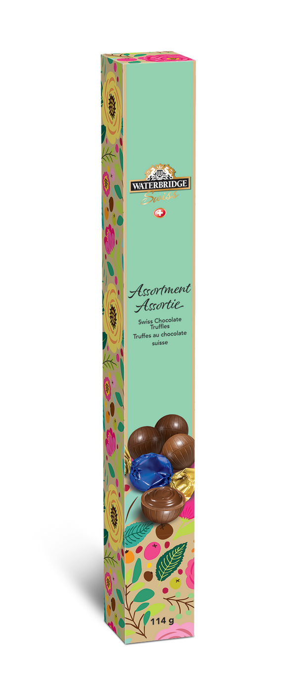 Assortiment de truffles suisse dans boite longue 114g (printemps)