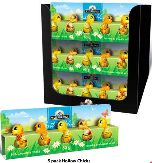 Paquet de 5 poules en chocolat vide 60g (PQ)