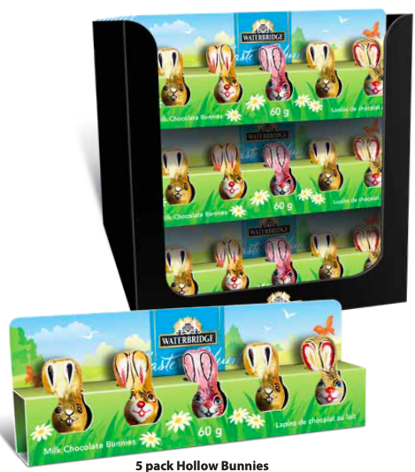 Paquet de 5 lapins en chocolat vide 60g (PQ)