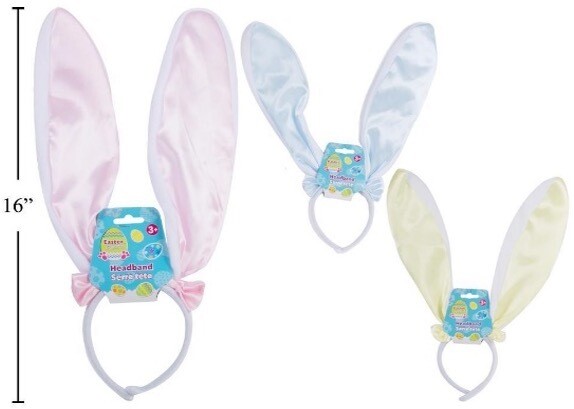 Serre-tête oreille de lapin longue 16&#39;&#39; avec boucle 2 couleurs asst. (PQ)
