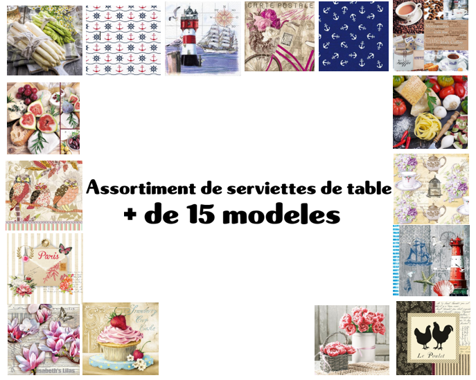 SERVIETTES DE TABLE ASSORTIMENT DE 36 UNITÉS (NOUVELLE COLLECTION), (D4)