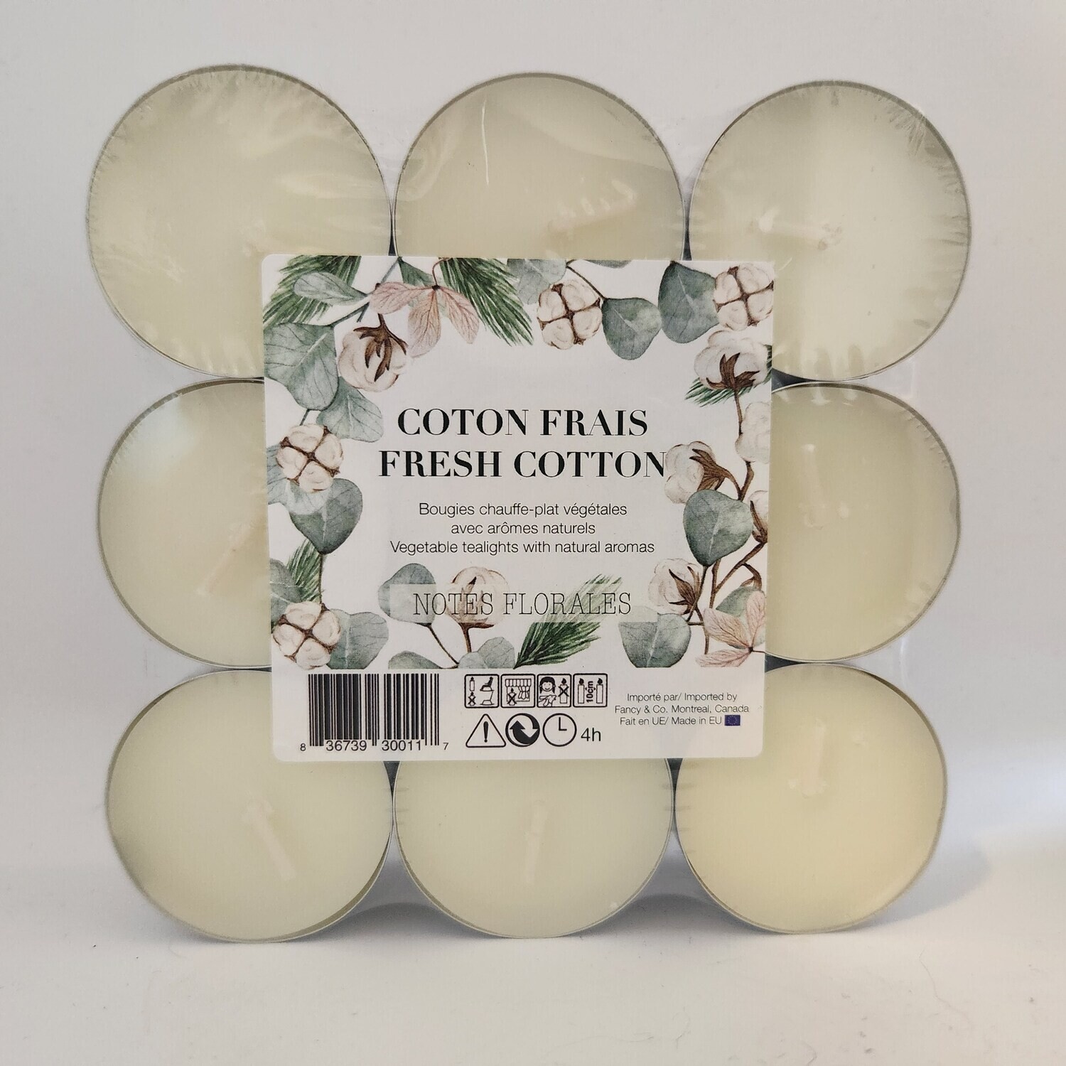 18 Bougies chauffe-plat végétales  arômes naturels COTON FRAIS 5%(B5-4)