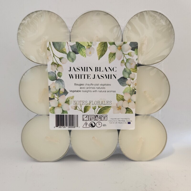 18 Bougies chauffe-plat végétales arômes naturels JASMIN BLANC 5%