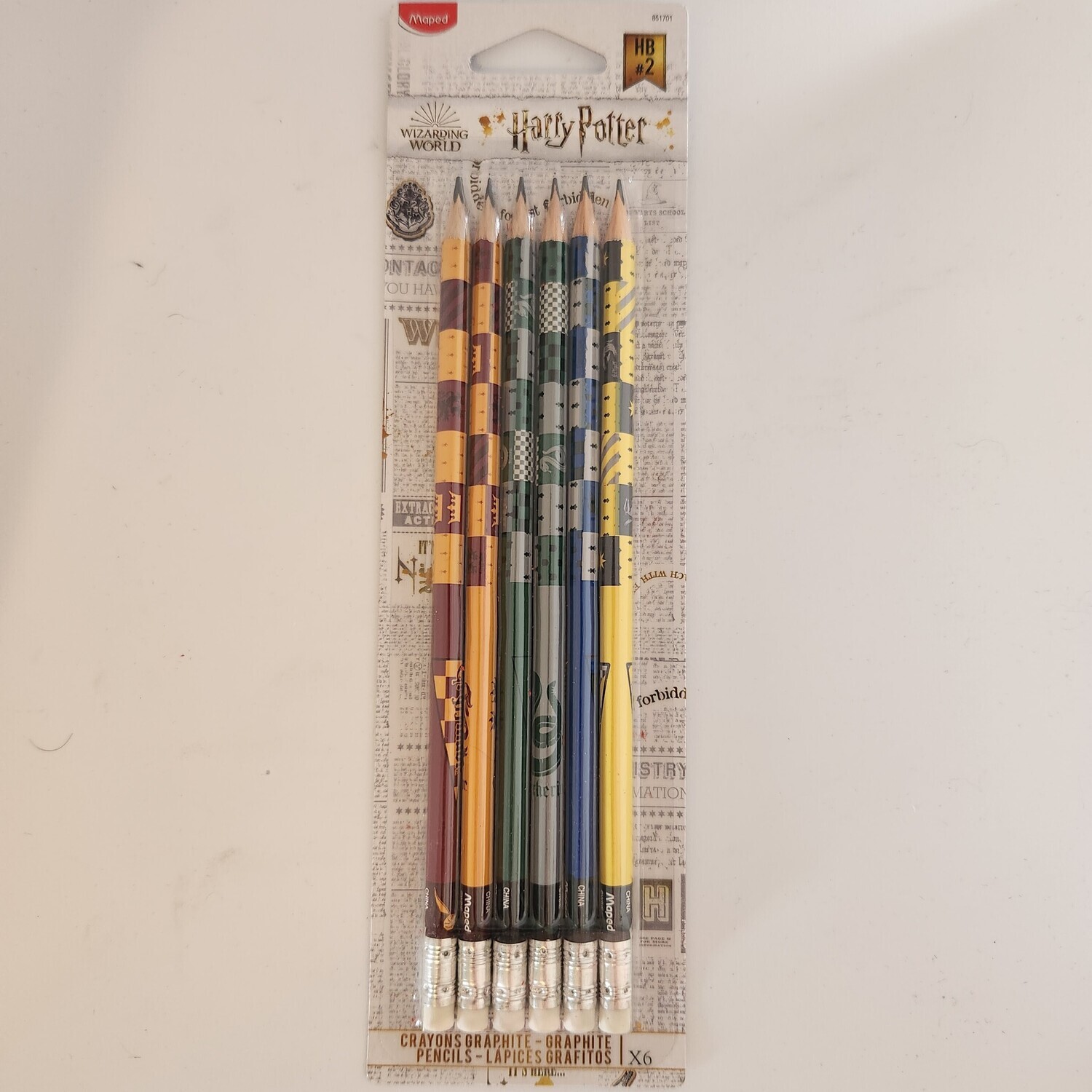 Crayons graphite embout gomme Harry Potter x6 (I2-5)