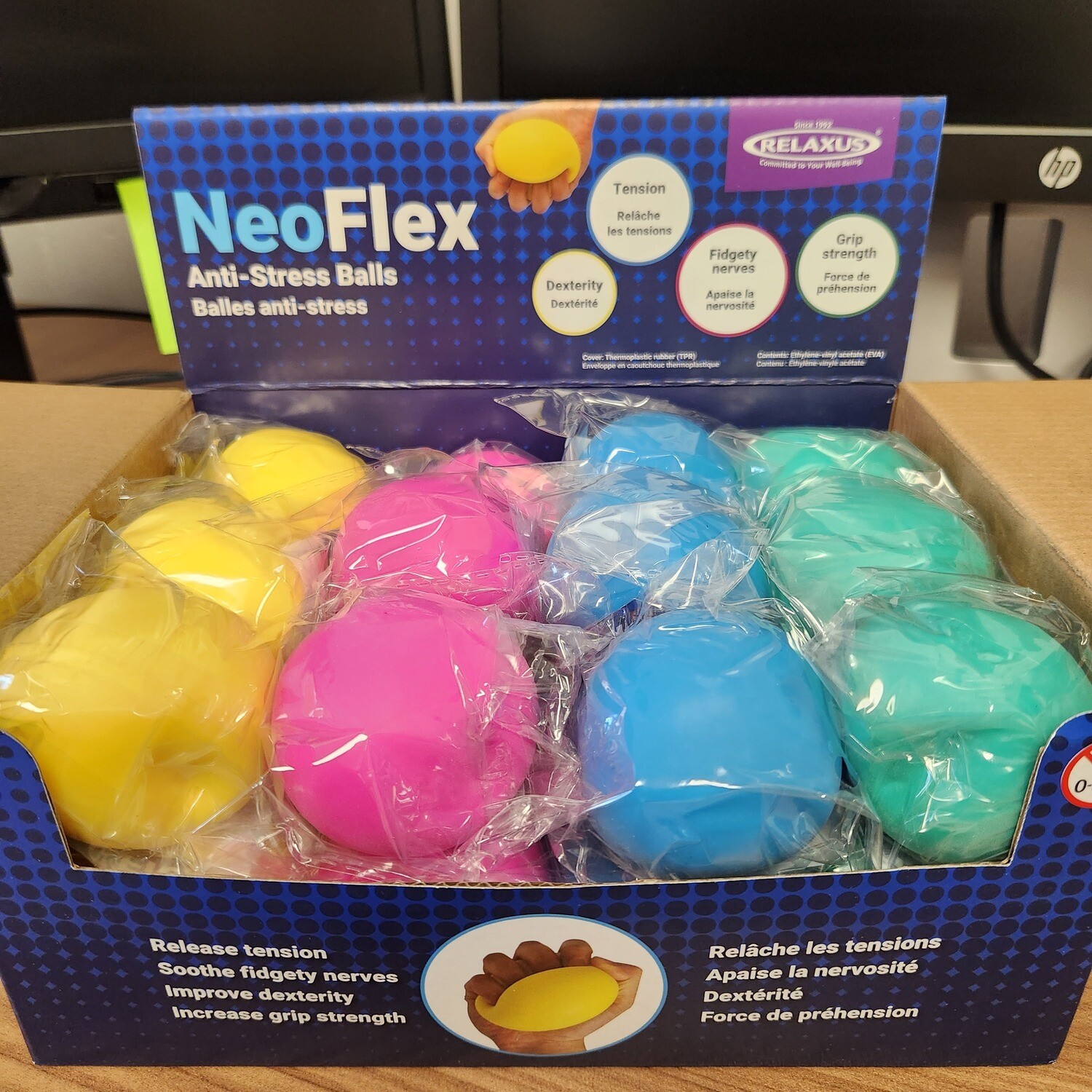 Présentoir de Balle anti-stress NeoFlex (24) ( reviens a 3.50 unités)(A8-3)