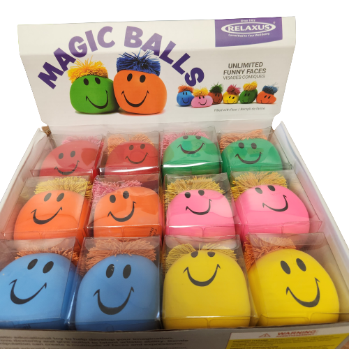 Présentoir de balles de stress visages comiques (12)( reviens a 3.50 unités)(A8-3)