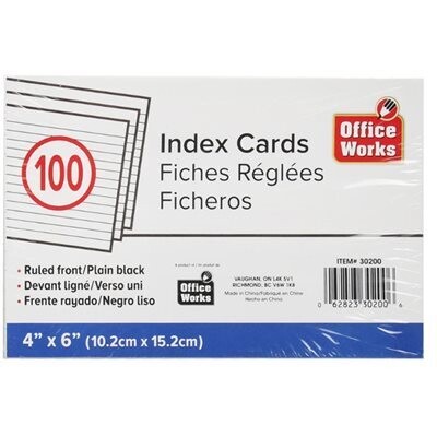 Cartes index lign�e 4x6 (100) (H4)