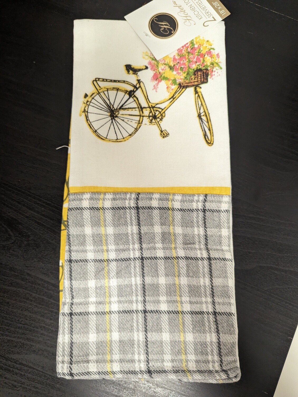 SERVIETTES DE CUISINE (2) 18X28 BICYCLETTE (RW)