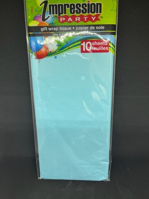 Papier de soie 10 feuilles 20x20 bleu poudre (D10)