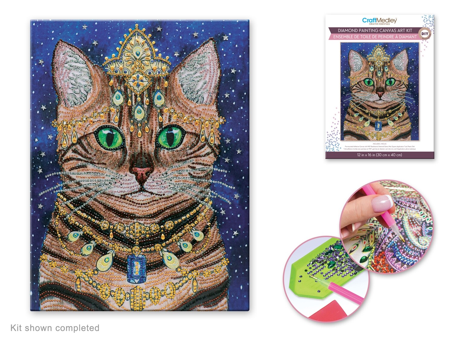 PEINTURE A DIAMANT 12 X 16 PO  CHAT 
