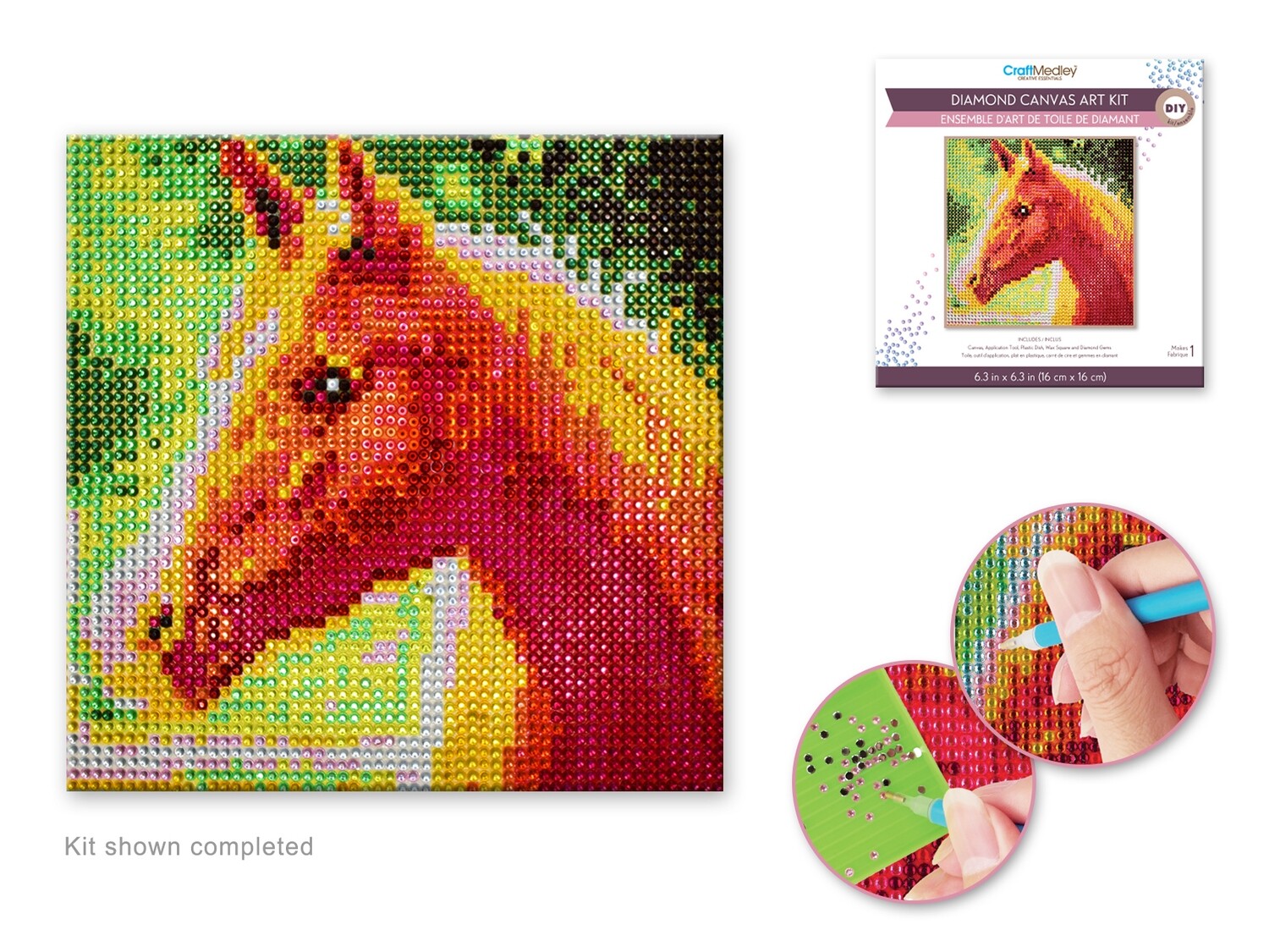 PEINTURE A DIAMANT 6,5 X 6,5 CHEVAL (A4-4)