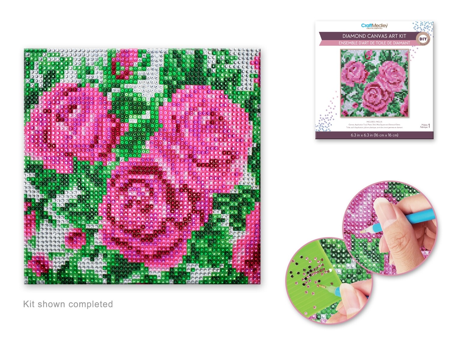 PEINTURE A DIAMANT 6,5 X 6,5  FLEUR  (A4-4)