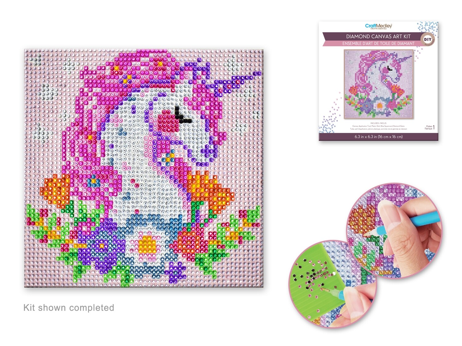 PEINTURE A DIAMANT 6,5 X 6,5 PO  LICORNE (A4-4)