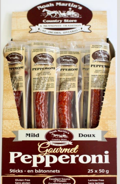 Bâtonnets pepperoni Original  en présentoir de 25x50g (REVIENS A 1.75UN)(N1-2)