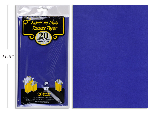 20 FEUILLES DE PAPIER DE SOIE BLEU MARIN(D5-6)