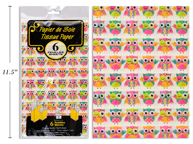 Papier de soie 6 feuilles hiboux(D5-2)