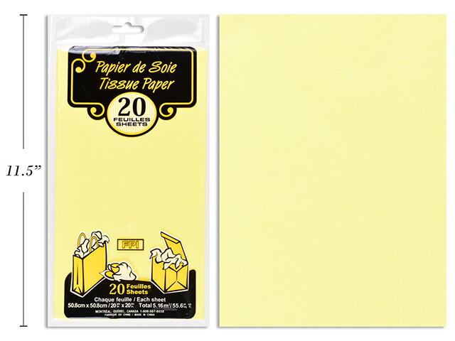20 FEUILLES DE PAPIER DE SOIE JAUNE(D6-4)